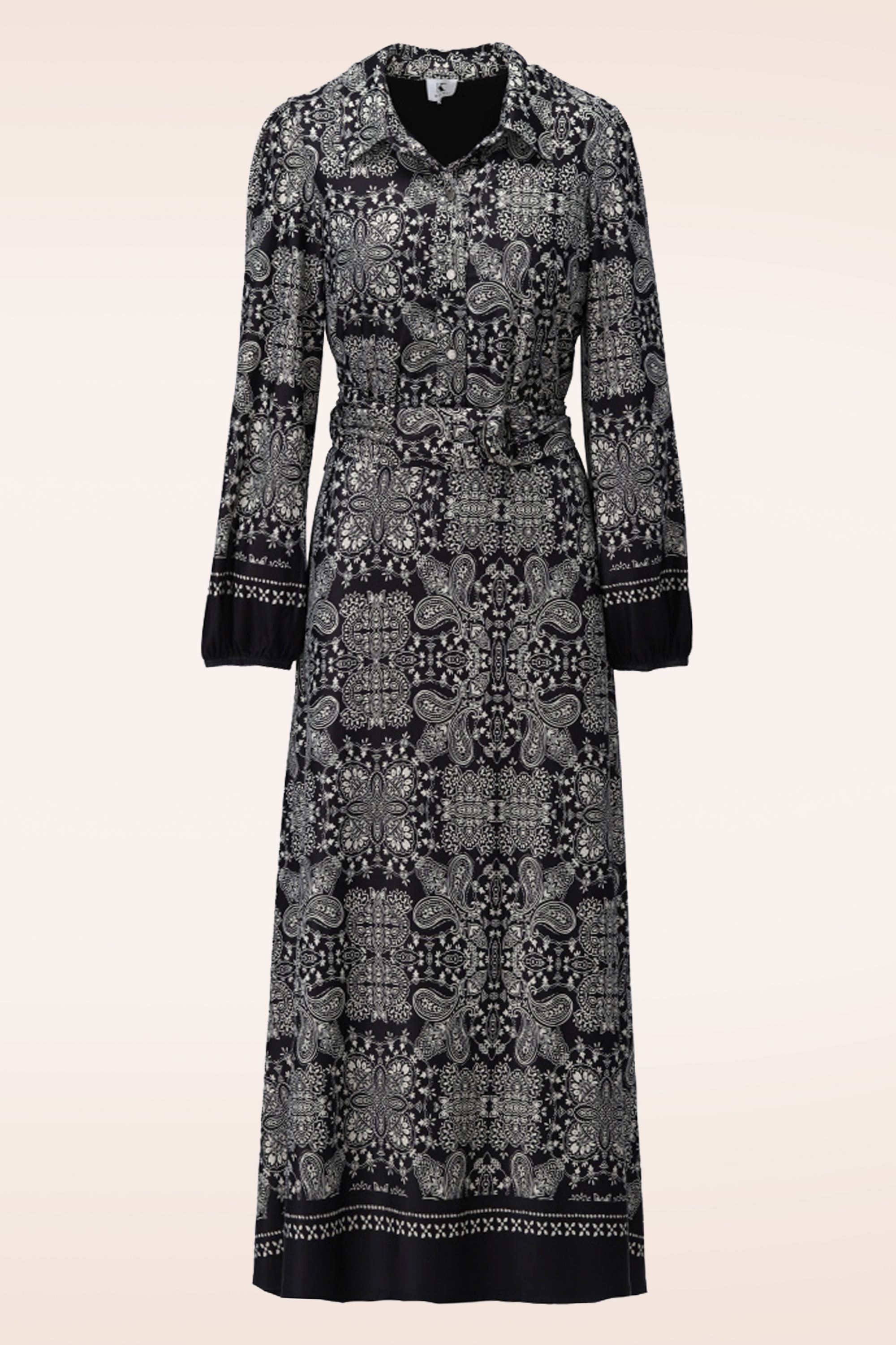 You’re My Lobster by K-design - Robe longjue à motif cachemire Polly en noir et blanc