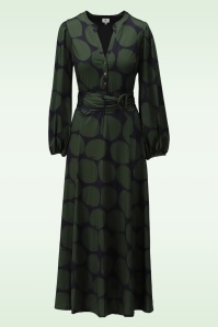 K-Design - Robe longue à pois Babs en bleu marine et vert