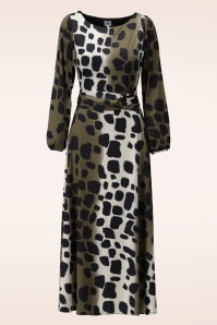 K-Design - Robe longue à motif animalier Arianne en kaki 2
