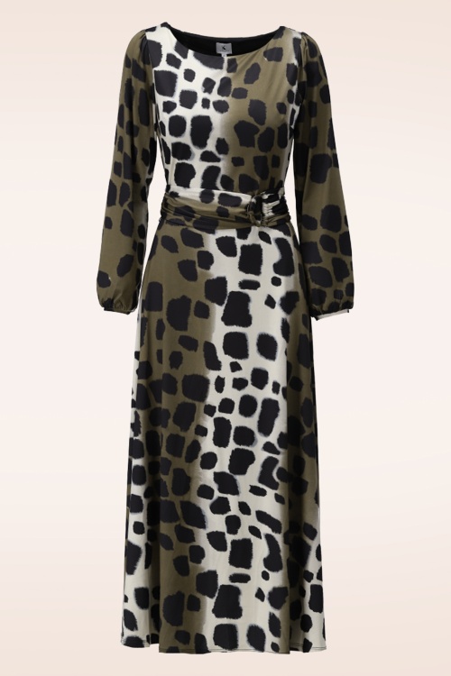 K-Design - Arianne Animal Maxi Dress in Khaki 2