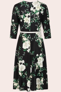 Vintage Chic for Topvintage - Exklusiv bei Topvintage ~ Megan Florales Swingkleid in Schwarz 3