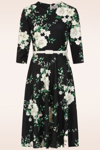 Vintage Chic for Topvintage - Exklusiv bei Topvintage ~ Megan Florales Swingkleid in Schwarz