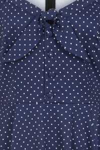 Dolly Dawn - Topvintage exclusive ~ Camilla polkadot swing jurk in marineblauw 2