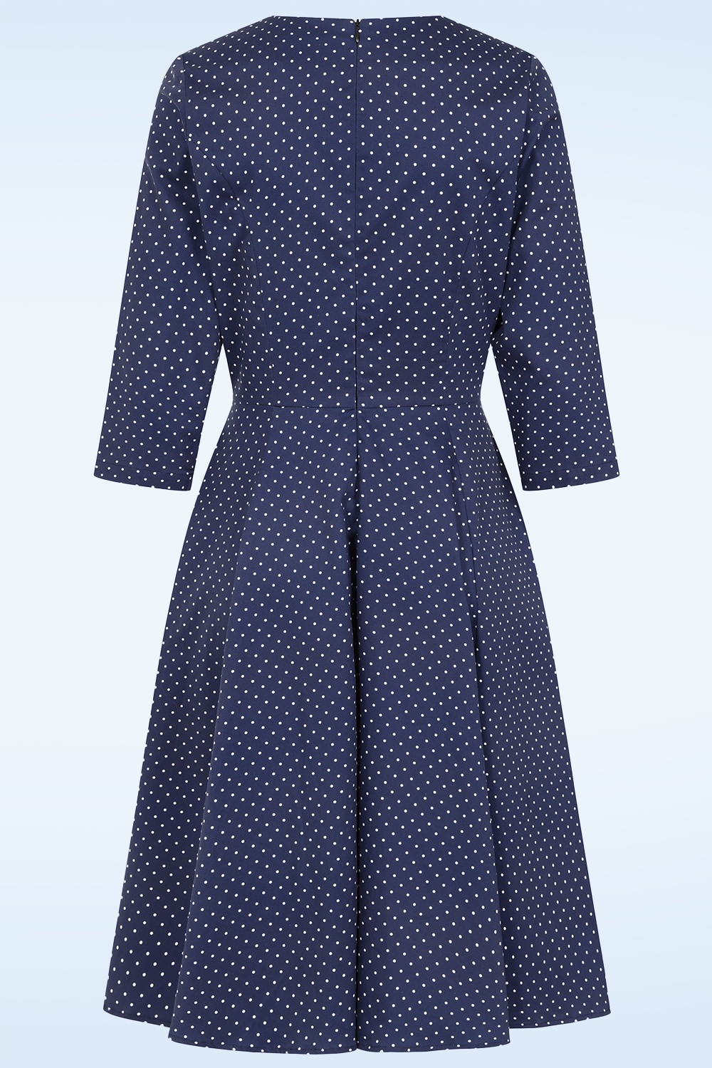 Dolly Dawn - Topvintage exclusive ~ Camilla polkadot swing jurk in marineblauw 3
