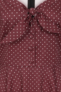 Dolly Dawn - Topvintage exclusive ~ Camilla polkadot swing jurk in bordeaux 2