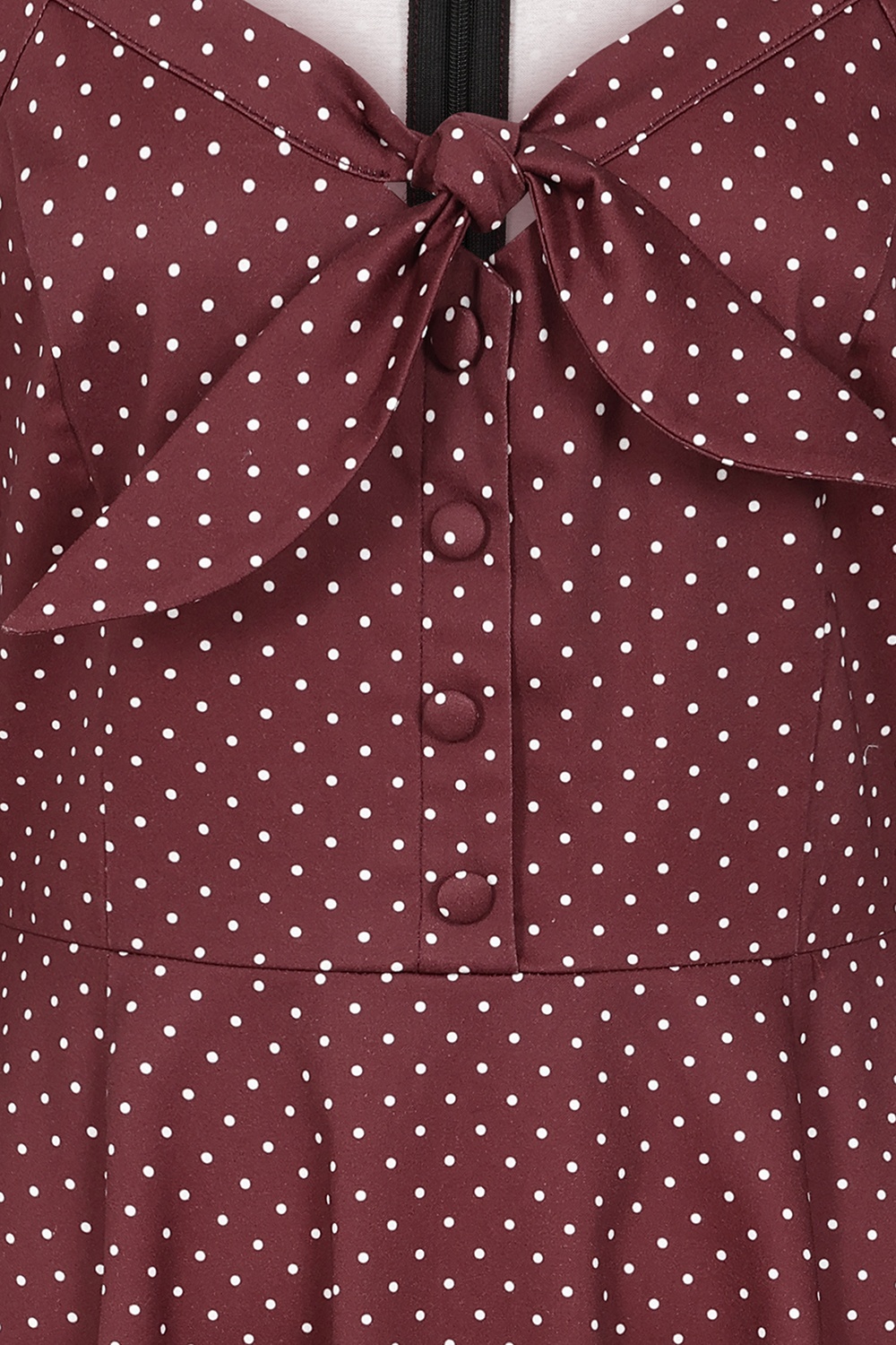 Dolly Dawn - Topvintage exclusive ~ Camilla polkadot swing jurk in bordeaux 2