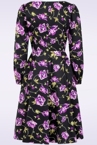 Dolly Dawn - Topvintage exclusive ~ Charlotte Floral swing jurk in zwart 2