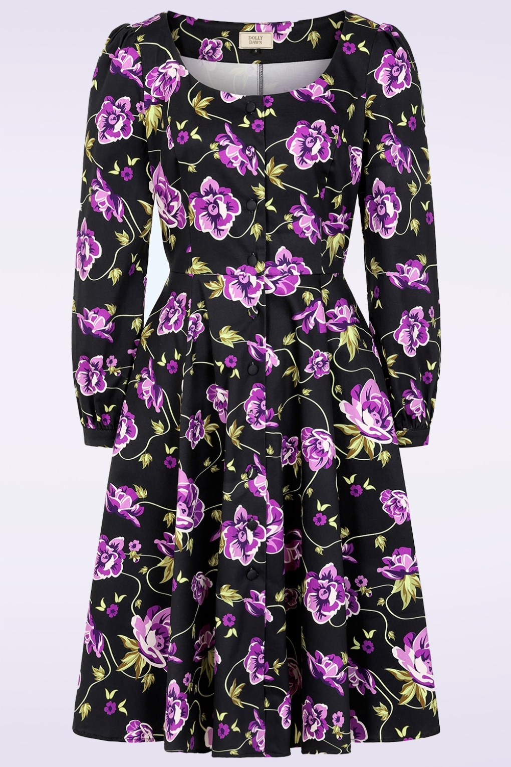 black dress with purple flowers Dolly Dawn Topvintage exclusive ~ Charlotte Floral Swing in 36.5/29.5/39.5 US Size 12 Jonna Halter Neck Sequin Color:Light Grey black dress with flowers DHDABMDB