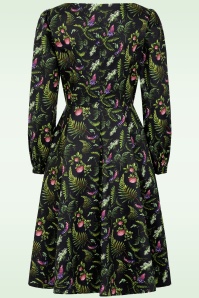 Dolly Dawn - Topvintage exclusive ~ Charlotte Botanical swing jurk in zwart 2