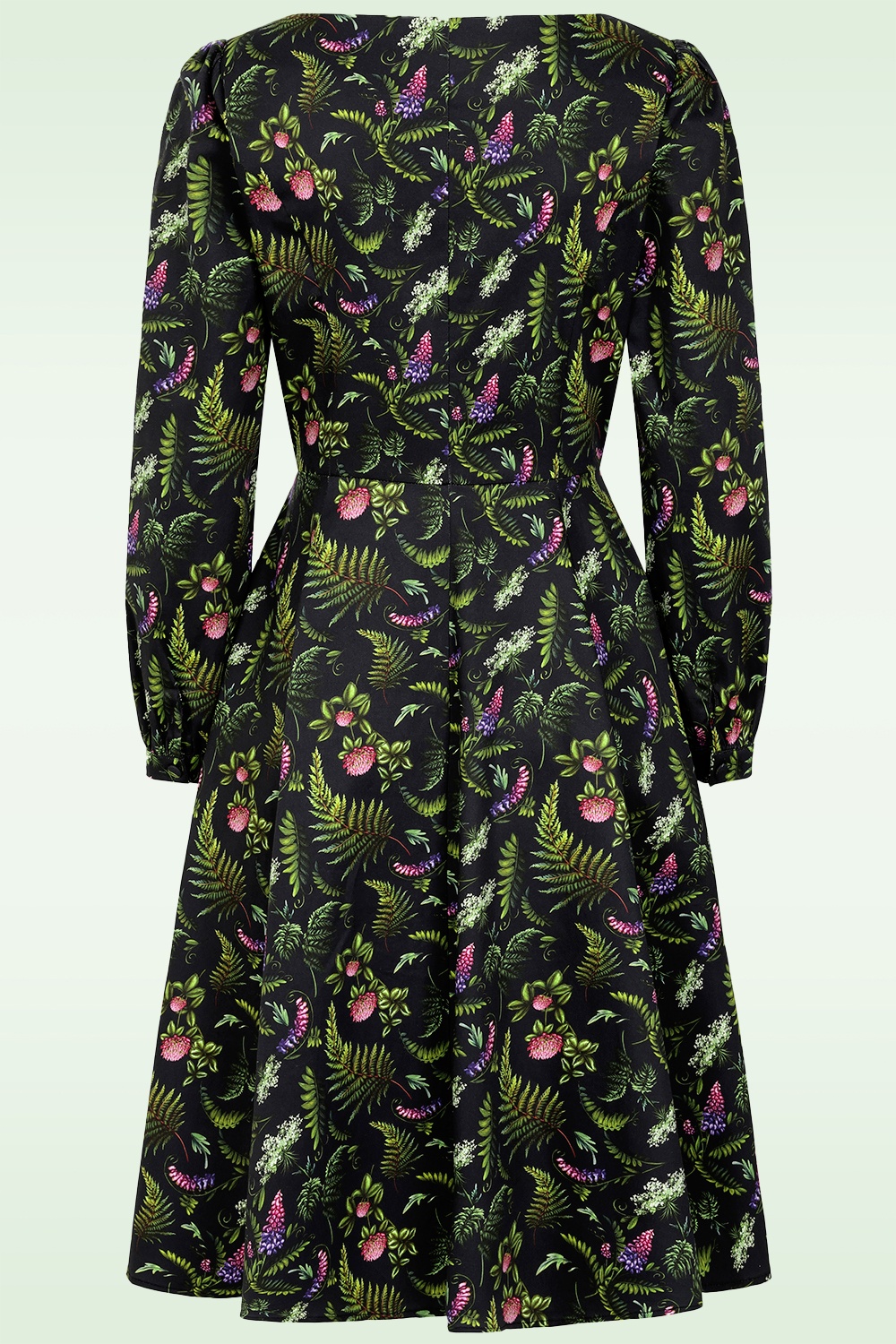 Dolly Dawn - Topvintage exclusive ~ Charlotte Botanical swing jurk in zwart 2