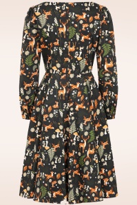 Dolly Dawn - Topvintage exclusive ~ Charlotte Woodland swing jurk in zwart 2