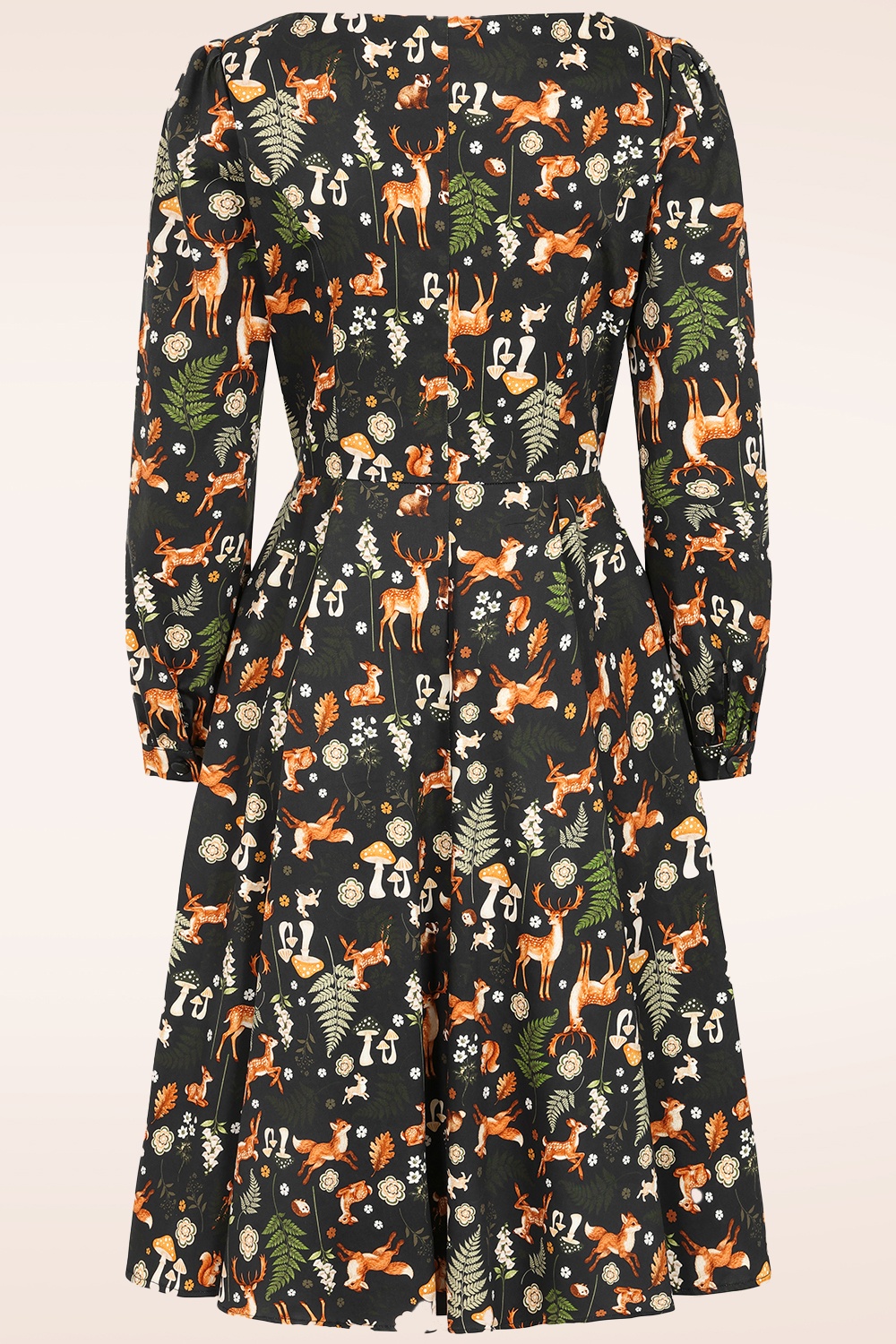 Dolly Dawn - Topvintage exclusive ~ Charlotte Woodland swing jurk in zwart 2
