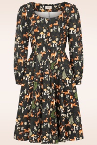 Dolly Dawn - Topvintage exclusive ~ Charlotte Woodland swing jurk in zwart