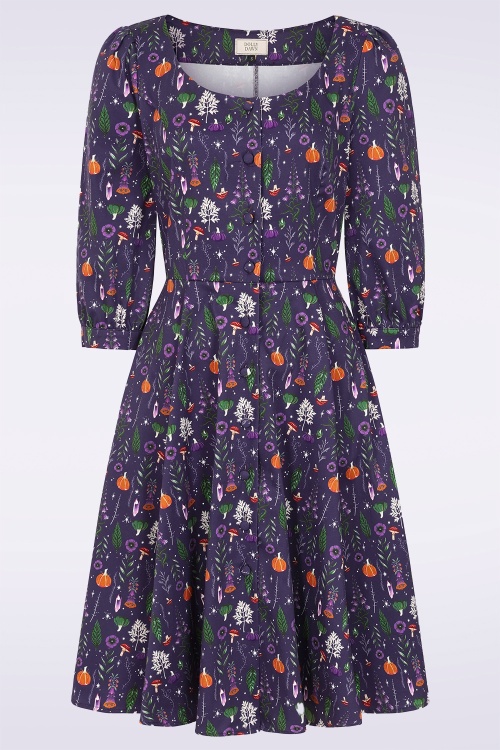 Dolly Dawn - Topvintage exclusive ~ Charlotte Whimsical Swing Dress in Aubergine