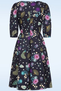 Dolly Dawn - Topvintage exclusive ~ Catherine Peacock swing jurk in middernachtblauw 2