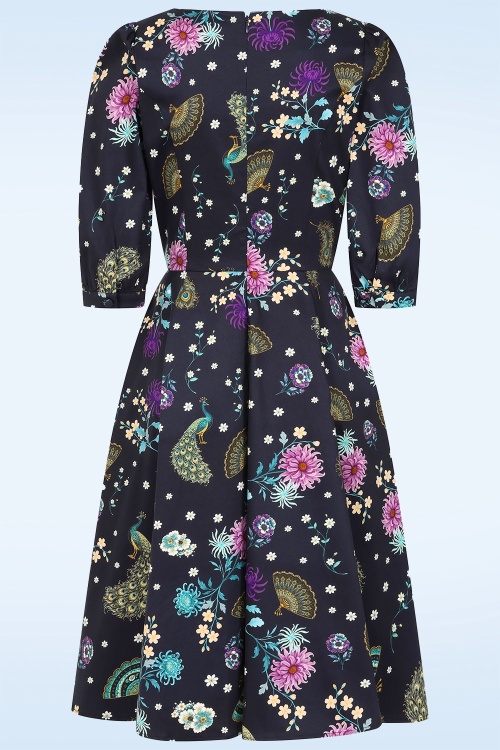 Dolly Dawn - Topvintage exclusive ~ Catherine Peacock swing jurk in middernachtblauw 2