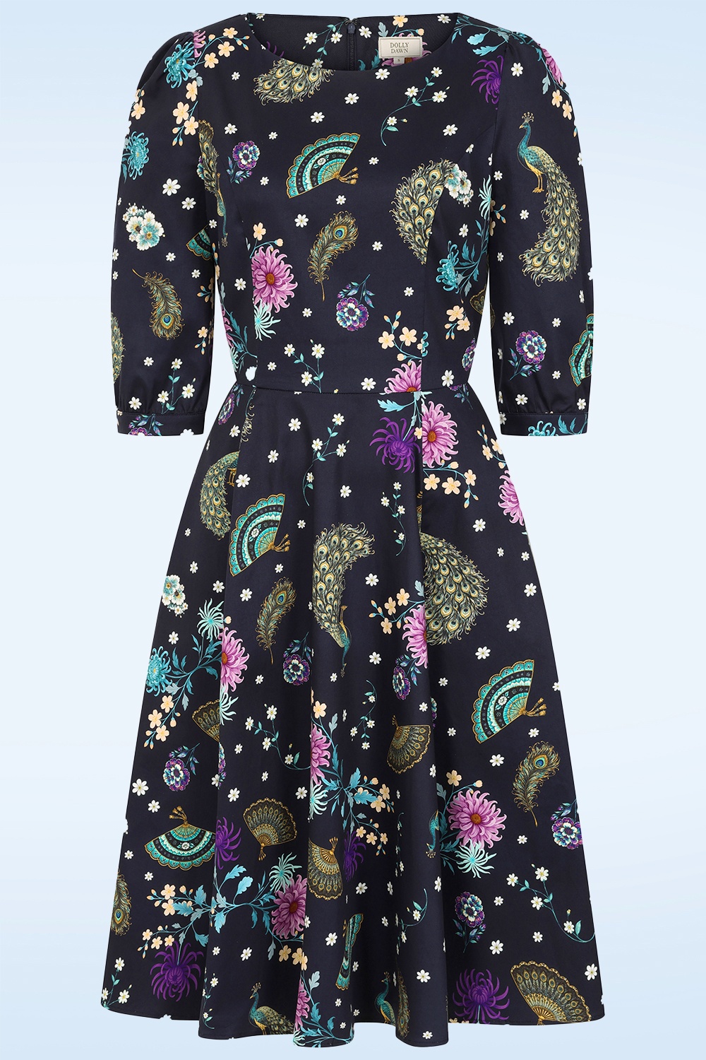 Dolly Dawn - Topvintage exclusive ~ Catherine Peacock swing jurk in middernachtblauw