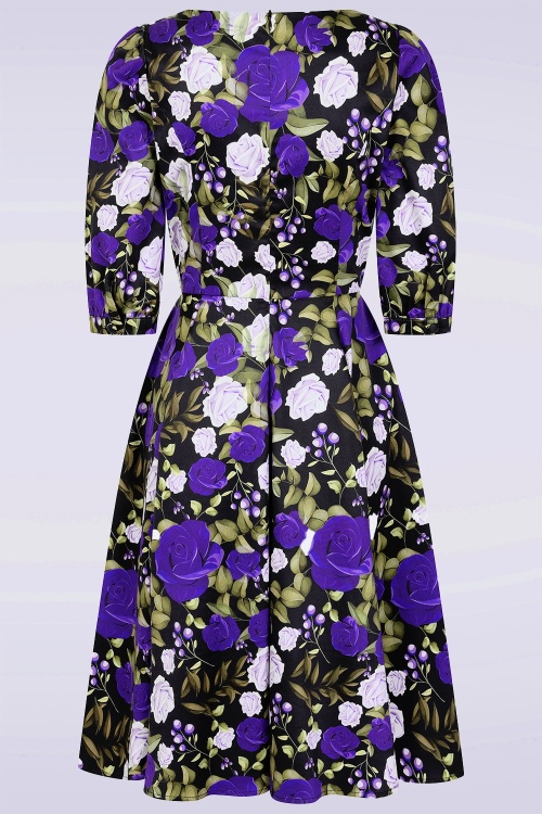 Dolly Dawn - Topvintage exclusive ~ Catherine Roses swing jurk in zwart 2