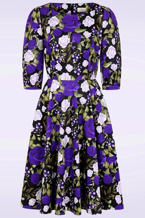 Dolly Dawn - Topvintage exclusive ~ Catherine Roses swing jurk in zwart