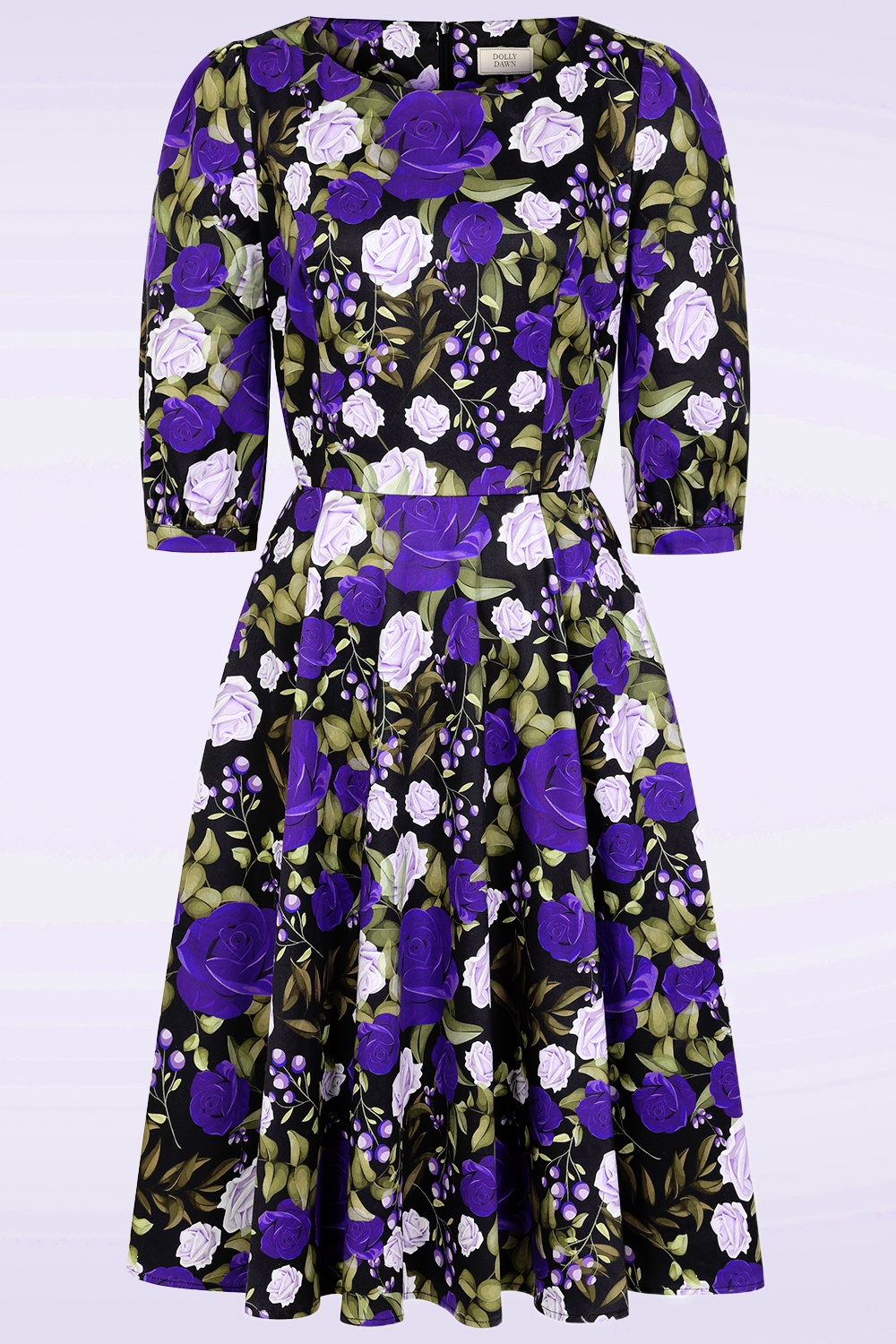 Dolly Dawn - Topvintage exclusive ~ Catherine Roses swing jurk in zwart