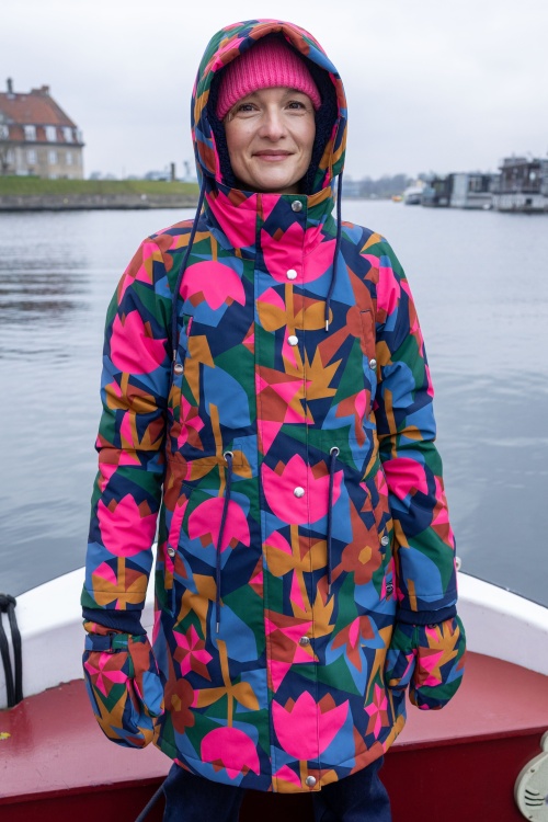Danefae - Danenora Winter parka in Dark Navy en Soft Cherry