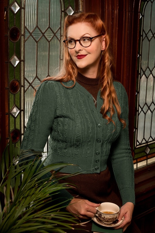 Emmy Design - The Ice Skater Wool Knit cardigan in zeegroen