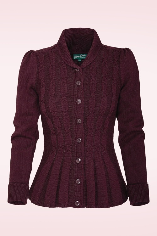 Emmy Design - The Screen Siren Wool cardigan in zwarte kers