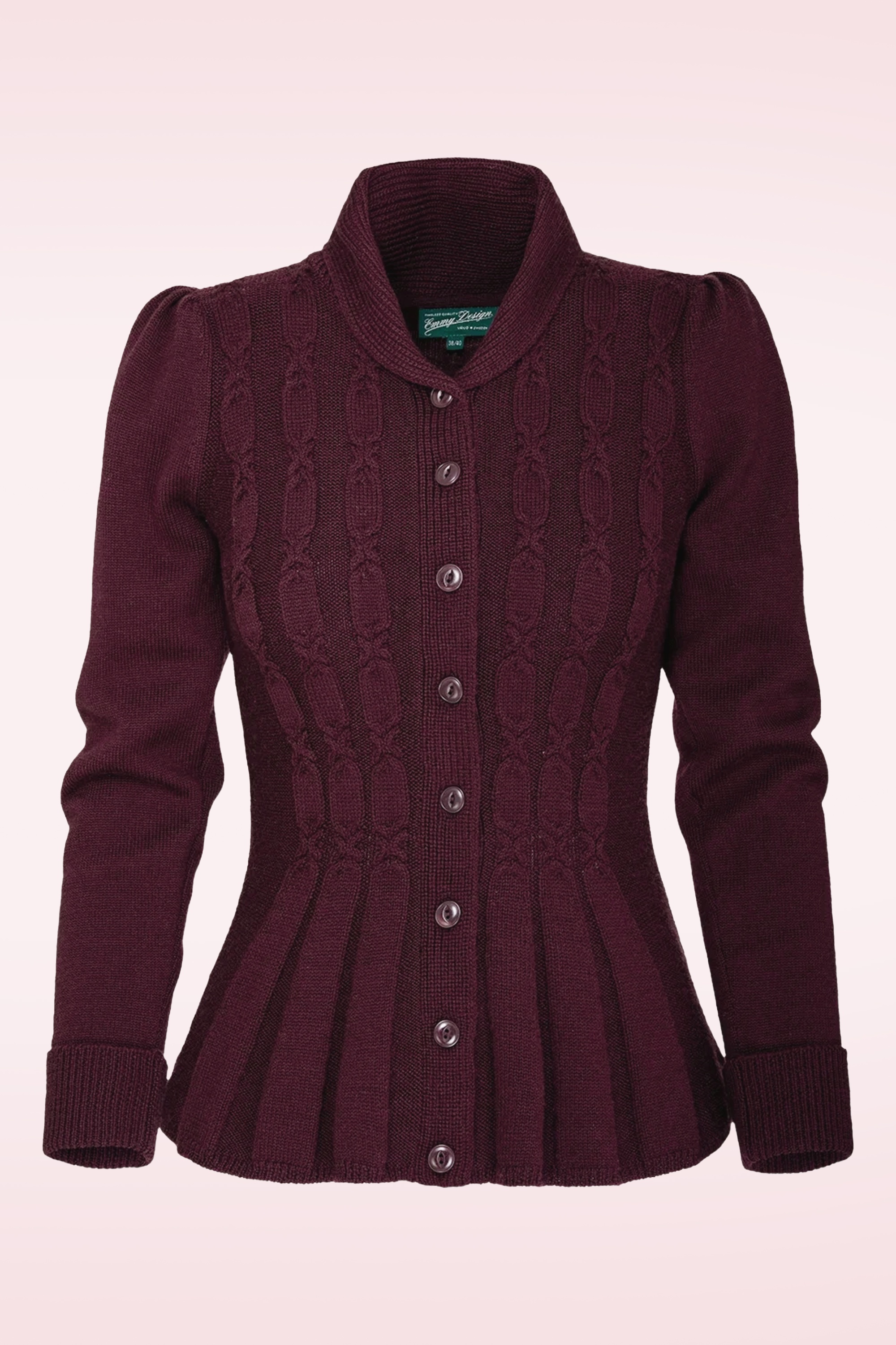 Emmy Design - The Screen Siren Wool cardigan in zwarte kers