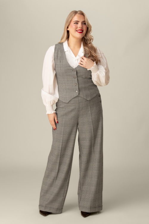 Banned Retro - Ottavia Prince Of Wales pantalon in bruin