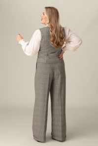 Banned Retro - Pantalon à carreaux prince-de-galles Ottavia en marron 2