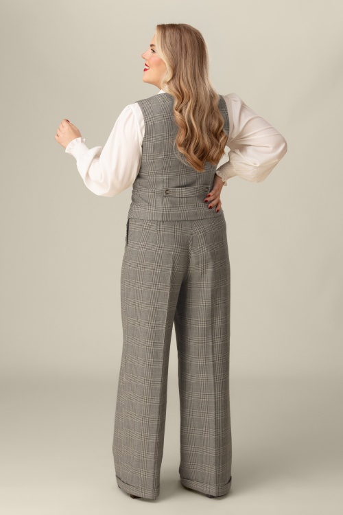 Banned Retro - Ottavia Prince Of Wales pantalon in bruin 2