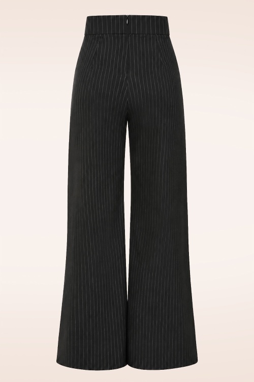 Vintage Chic for Topvintage - Topvintage exclusive ~ Sasha Pinstripe pantalon in zwart 2