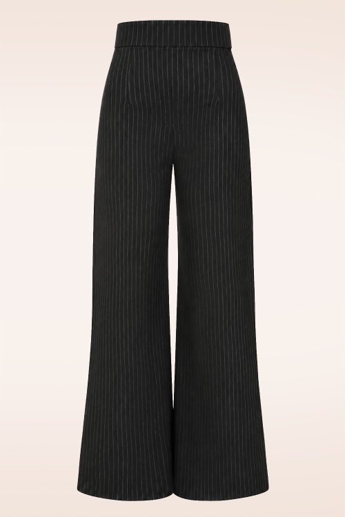 Vintage Chic for Topvintage - Topvintage exclusive ~ Sasha Pinstripe pantalon in zwart