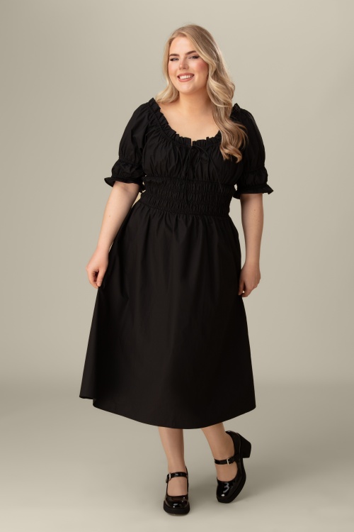 Glamorous - Miriam Smock Midi Dress in Black 2