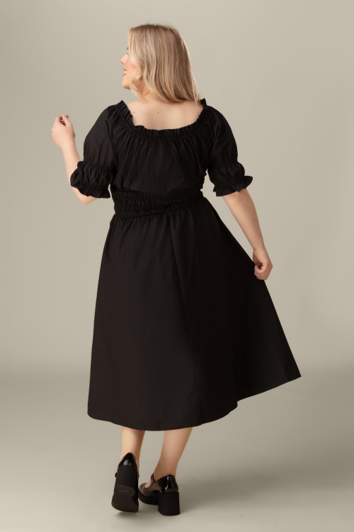 Glamorous - Robe midi à smocks Miriam en noir 3
