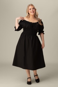 Glamorous - Robe midi à smocks Miriam en noir