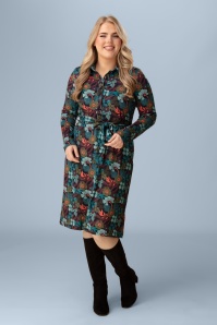 LaLamour - Pearl Slow Bloomer Dress in Navy Peony