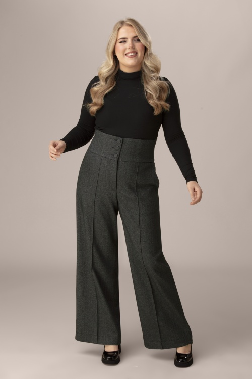 Femkit - Pantalon habillé à chevrons Bonny en anthracite foncé 2