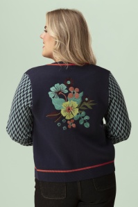 LaLamour - gilet en maille Slow Bloomer en pivoine bleu marine 2