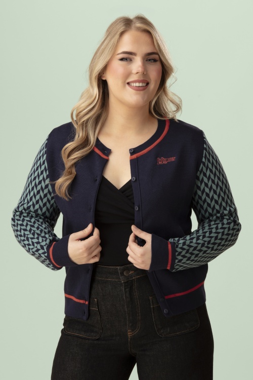 LaLamour - gilet en maille Slow Bloomer en pivoine bleu marine