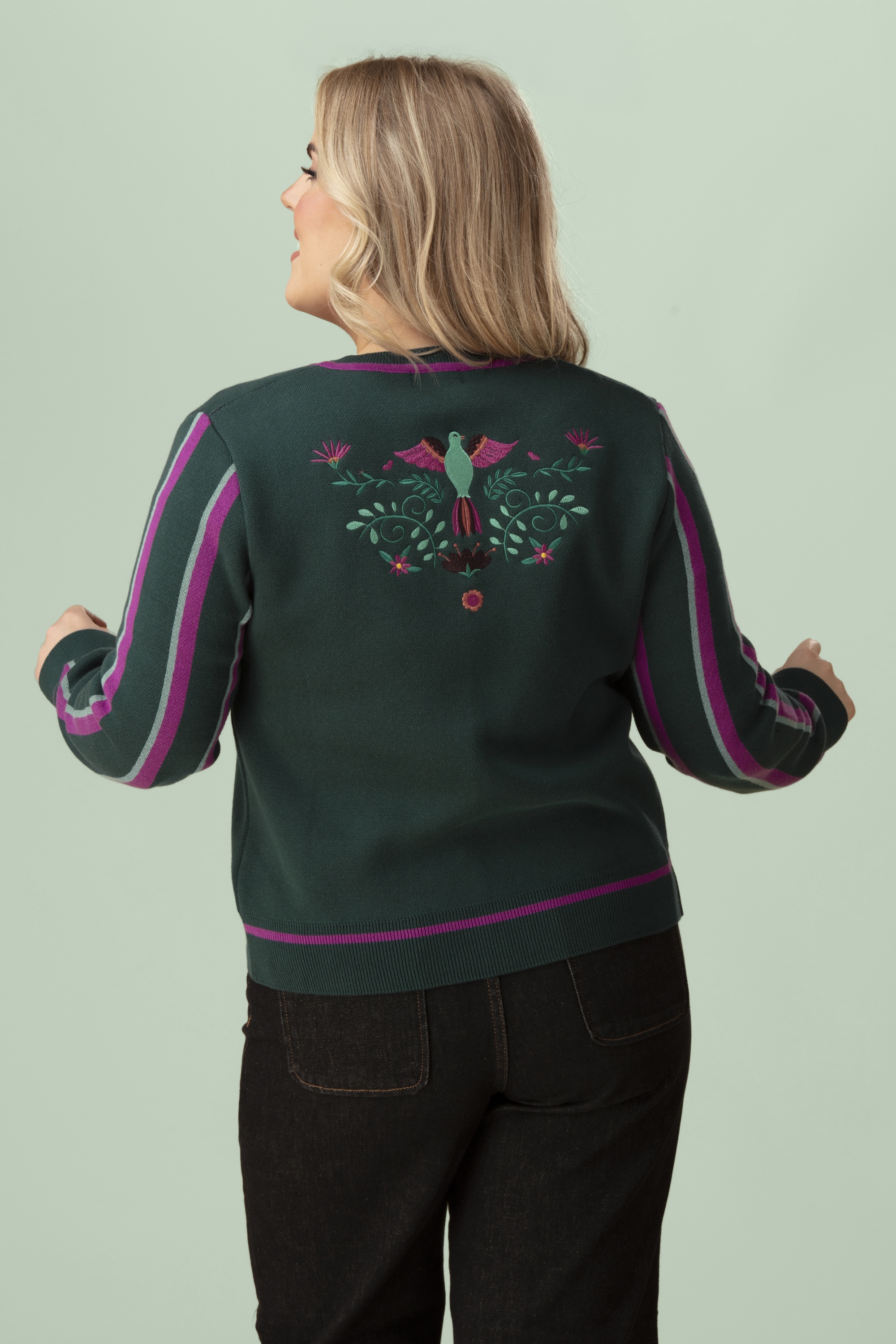 LaLamour - Jade Line Knitted Cardigan in Mediterranea 2