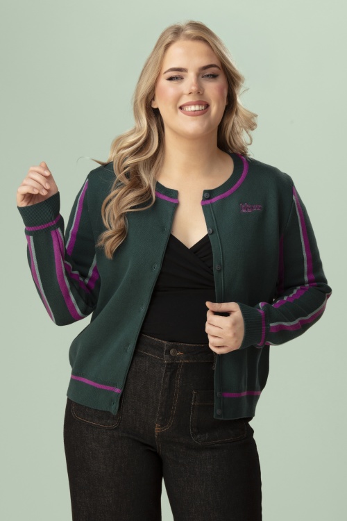 LaLamour - Jade Line Knitted Cardigan in Mediterranea