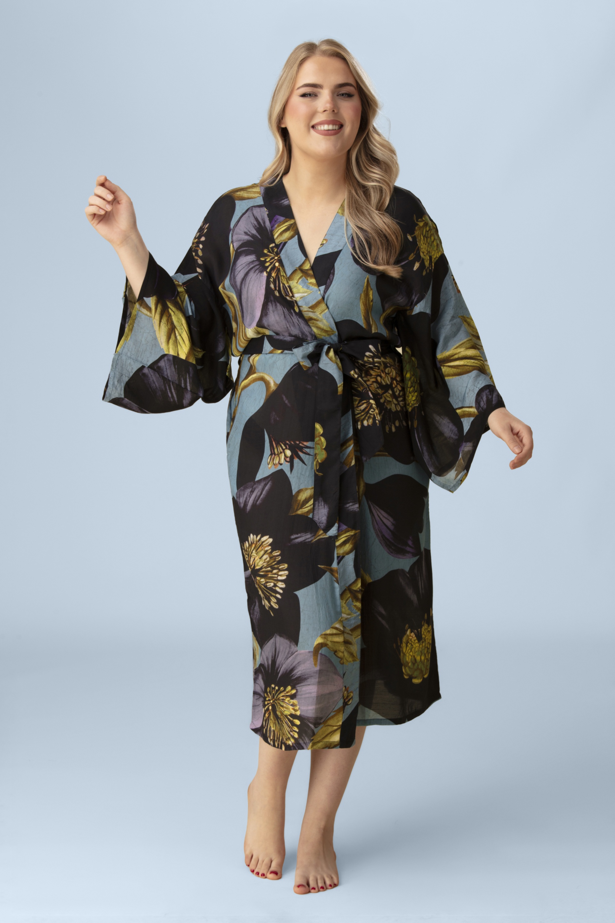 Powder - Hellebore Kimono Gown in Blue