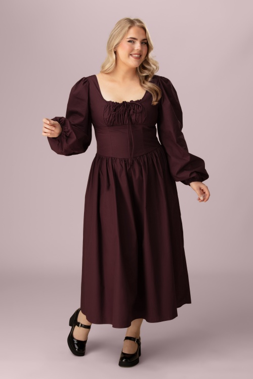 Glamorous - Melly midaxi jurk in bordeaux