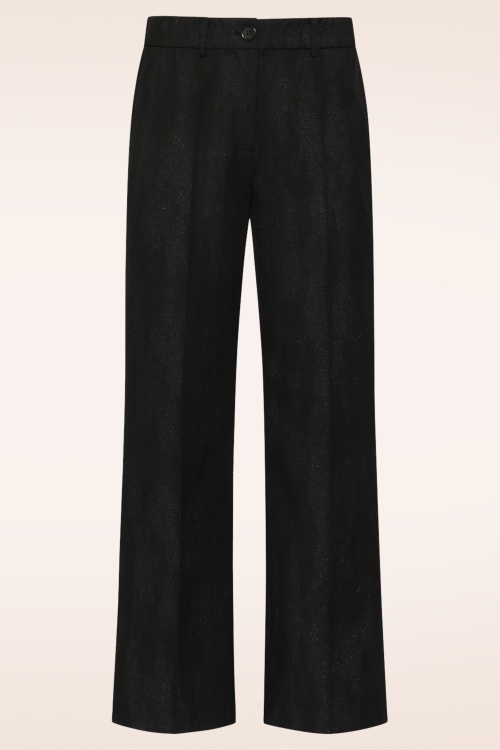 Smashed Lemon - Vivienne glitter chic pantalon in zwart 2