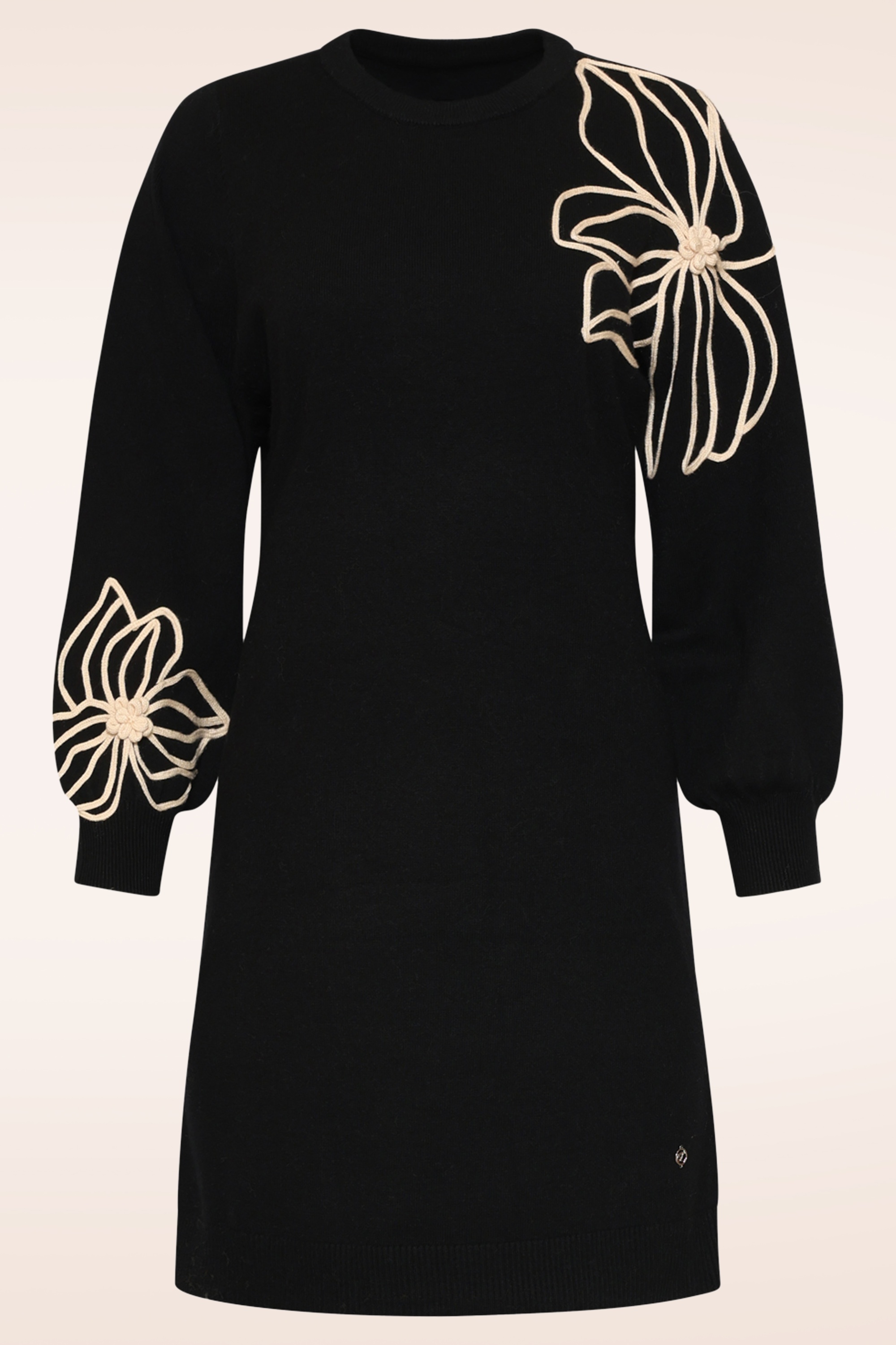 Smashed Lemon - Outline Garden Strickkleid in Schwarz und Sand 2