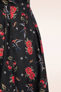 Queen Kerosin - Cherries And Roses Swing Dress in Black 4