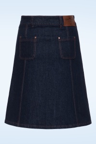 Queen Kerosin - Mae Denim A-Line Skirt in Dark Blue Wash 2