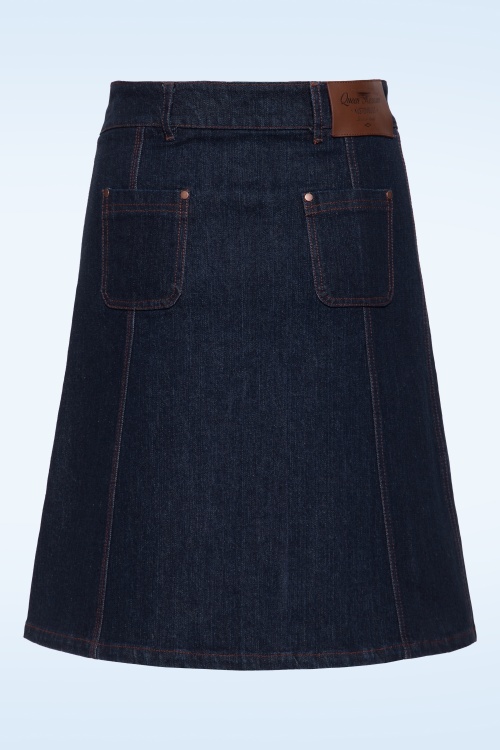 Queen Kerosin - Mae Denim A-Line Skirt in Dark Blue Wash 2