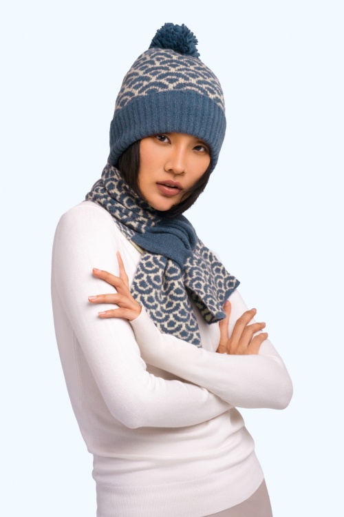 Powder - Bonnet à pompon Agatha en bleu jean 3